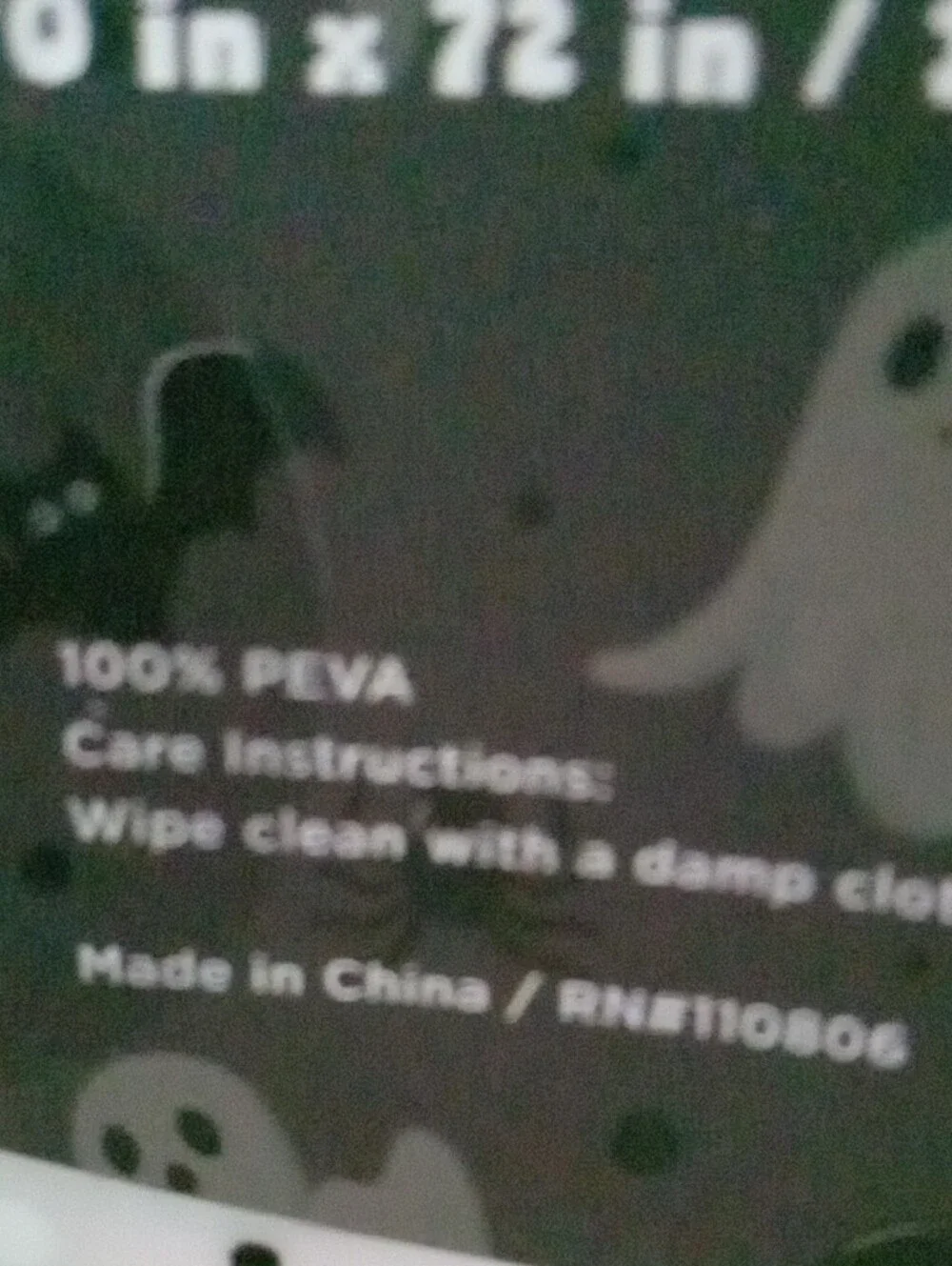 Glow-in-the-Dark Ghost PEVA Shower Curtain Liner - White & Green